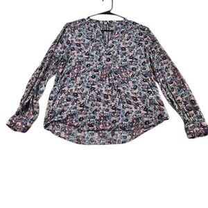 Lucky Brand Floral Boho Top Pink & Blue Women’s Size M